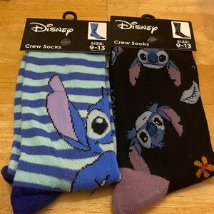 Disney Blue and Black Stitch Crew Socks
